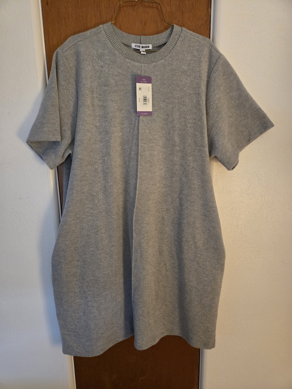 Steve Madden Gray Knit T-Shirt Dress